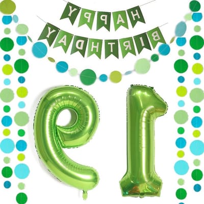 Groene Ballonnen met Nummer 19 + Happy Birthday Garland + Folieballon voor 19e Verjaardag Decoratie voor Meisjes en Jongens, Feestversiering en Verjaardagsdecoratie