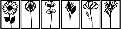 Djemzy - Raampaneel losse planten in frame - 6-delig - raamdecoratie woonkamer/slaapkamer - raamscherm - raamluik - vensterbank decoratie - decoratie op voet - housewarming cadeau - hout - zwart - bloemen -planten - MDF 6 mm