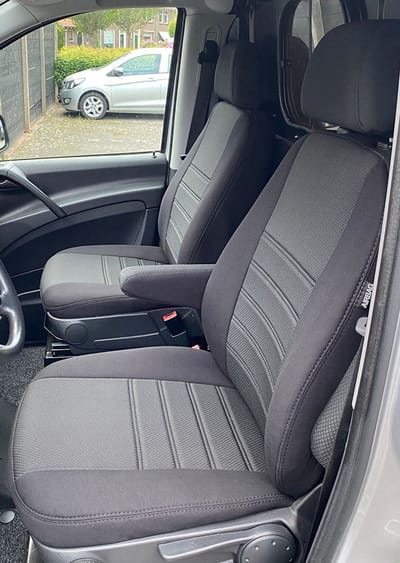 Pasvorm stoelhoezen Mercedes Vito 639 2003-2014 (past op 2 stoelen) - Stof zwart