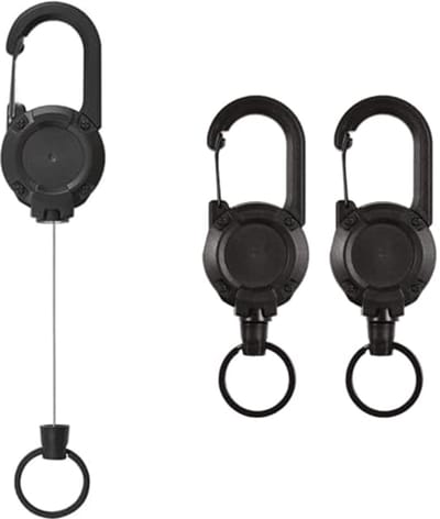 Retractable keychain met sterke karabijnhaak - 2 stuks zwart - veelzijdig en veilig voor sleutels en ID's - ShopVlot
