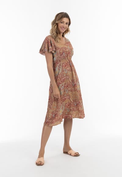 usha Jurk met paisleyprint Dames Bordeaux veelkleurig