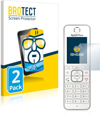 BROTECT - Screenprotector voor AVM Fritz!Fon C6 - Folie Beschermfolie transparant 2 Stuks