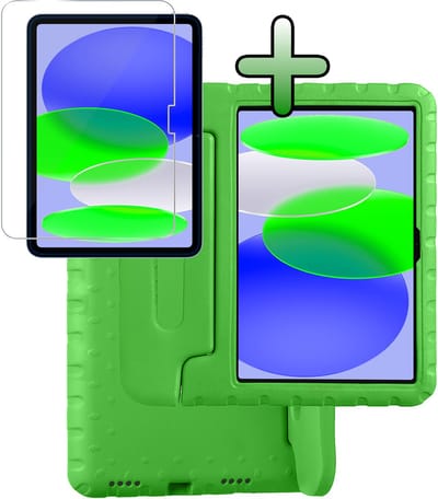 Hoesje Geschikt voor Apple iPad A16/A18 (2025/2026) - 11 inch (11e & 12e generatie) - Met Screenprotector - Kinderhoes Shockproof Bumper - Kidsproof Case - Tablet Hoes - Kinder Hoes Cover - Groen