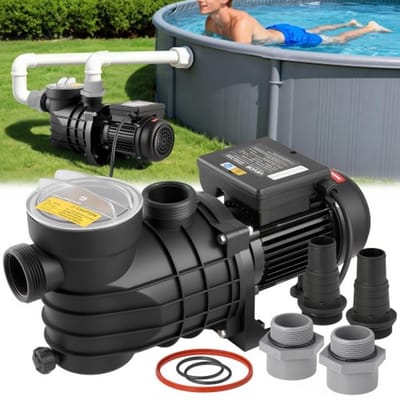 VEVOR zwembadpomp 180 W, filterpomp met een maximale doorstroomsnelheid van 10.800 l/u, eentraps zwembadpomp, 2850 tpm, maximale opvoerhoogte van 8 m, inclusief filtermand en deksel, voor bovengrondse zwembaden, zwembaden en spa's.