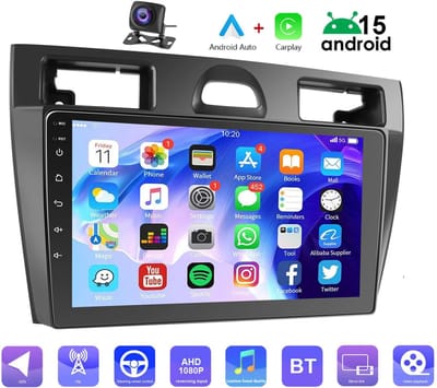 ESSGOO Carplay autoradio voor Ford Fiesta MK5 - 2002 t/m 2008 - Android 15 - 4GB + 64GB - Draadloos Apple Carplay en Android auto - 9 inch touchscreen - met navigatie - Bluetooth Wifi RDS FM - achteruitrijcamera