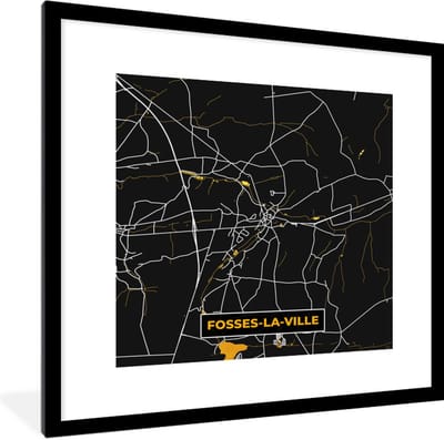 Fotolijst incl. Poster - Goud - Stadskaart - Plattegrond - Fosses-La-Ville - Kaart - 40x40 cm - Posterlijst