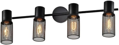 Glitzerlife - Plafondspot Plafondlamp Opbouwspot - Vintage Industrieel - Draaibare 4xE27 Fitting - 330 Graden Zwenkbaar - Metaal - Hal Gang Woonkamer Slaapkamer Eetkamer - Zwart