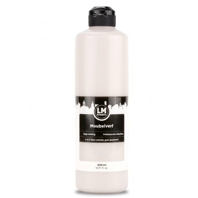LM-Kreativ Meubelverf - Houtverf op waterbasis - Voor binnen en buiten - Milieuvriendelijk - Linnenwit - 500 ml