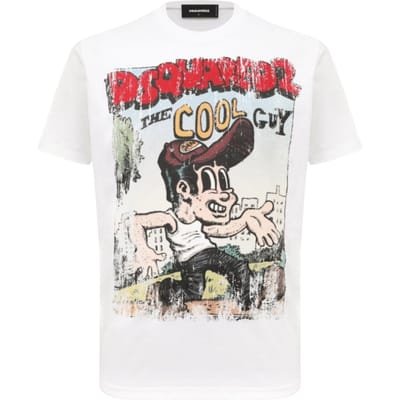 Dsquared2 Cigarette Fit The Cool Guy Print Wit T-shirt