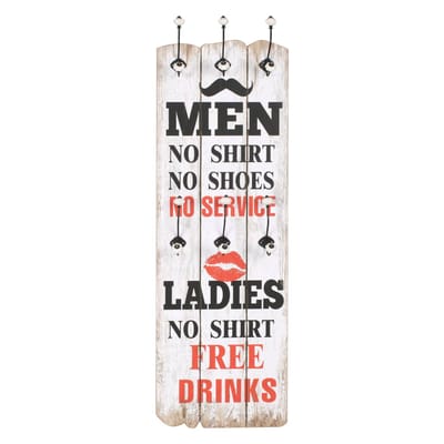 vidaXL - Wandkapstok - met - 6 - haken - MEN - LADIES - 120x40 - cm