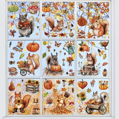 Herfst Raamstickers, SILARLAIT 10 Vellen Herfststickers Herbruikbaar & Dubbelzijdig ontwerp & Statische, Herfst Decoratie Feestversiering Decoratie Set