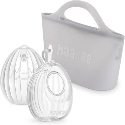 Handsfree Siliconen Borstkolf met Sterilisatorzak - 2-in-1 Moedermelkvanger voor Zogende Moeders - 75ml Pompen en 1 Sterilisatorzak (2-pack)