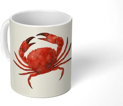 Mok - Koffiemok - Krab - Felrood - Poten - Mokken - 350 ML - Beker - Koffiemokken - Theemok