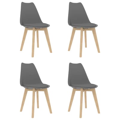 vidaXL - Eetkamerstoelen - 4 - st - kunststof - grijs