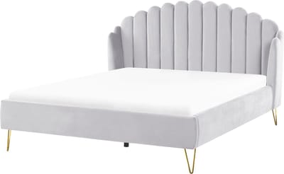 AMBILLOU - Tweepersoonsbed - Lichtgrijs - 180 x 200 cm - Fluweel