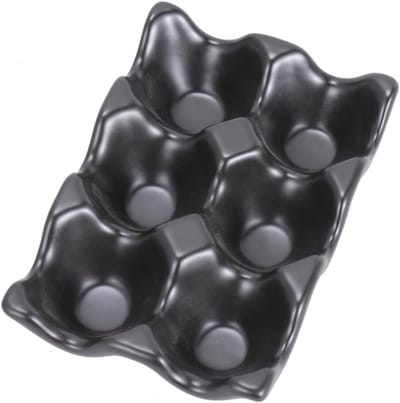 Eierdop Keramisch - Eierhouder Zes - Keuken Opbergen - Antislip Schokbestendig - 14.5x9.5x3.2cm - Zwart