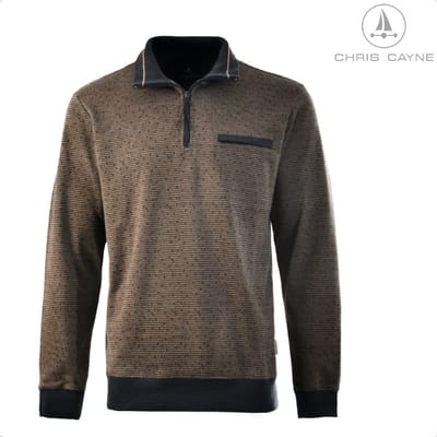 Trui 4026 bruin gemeleerd korte rits Chris Cayne - maat M