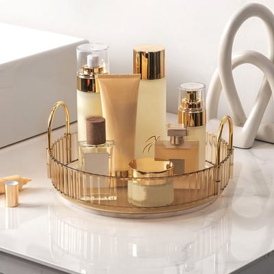 Opbergrek - Cosmetica Rek voor kaptafel - 360° draaibaar opbergrek voor badkamer blad - Groot opbergrek voor huidverzorgingsproducten - Draaibaar cosmeticarek - Enkellaags - Diameter 23 cm