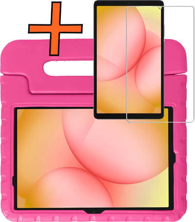 Hoesje - Geschikt voor Samsung Galaxy Tab A11 Plus - Met Screenprotector - Kinderhoes Shockproof Bumper - Kidsproof Case - Tablet Hoes - Kinder Hoes Cover - Roze