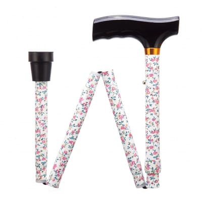 Opvouwbare wandelstok - Pink Flower 84 - 94 cm