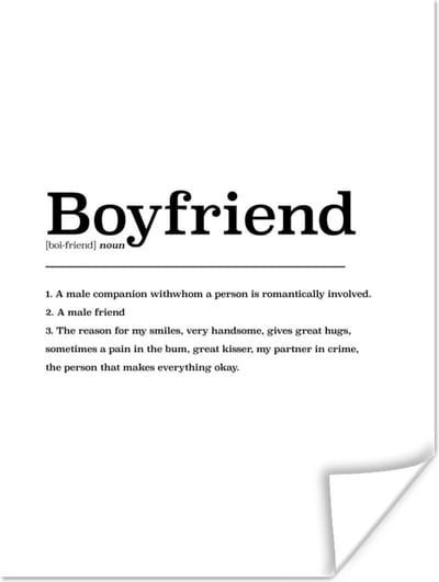 Poster Vriend definitie - Boyfriend - Woordenboek - Spreuken - Quotes - 120x160 cm XXL