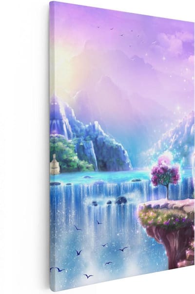 Artaza Canvas Schilderij Kleurrijke Sprookjes Waterval - Abstract - 20x30 - Klein - Foto Op Canvas - Canvas Print
