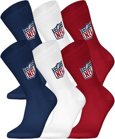 NFL SHIELD Crew Socks - 6-pack - Blauw/Wit/Rood - Maat 35/38