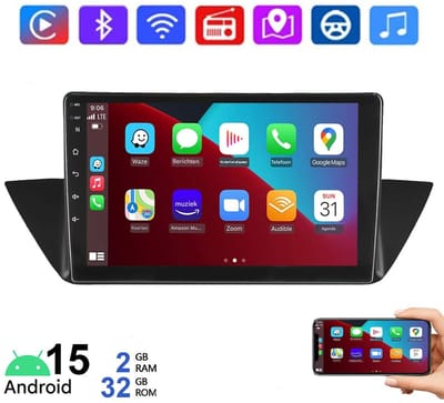 ESSGOO CarPlay autoradio geschikt voor BMW X1 E84 - 2010 t/m 2015 - Draadloos Apple CarPlay & Android Auto - 2GB + 32GB - Android 15 - Bluetooth WIFI RDS FM - navigatie RDS