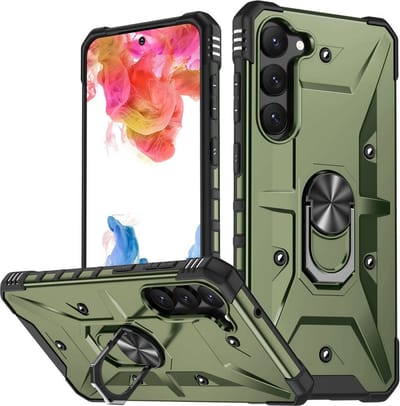 Coverup Hoesje - Geschikt voor Samsung Galaxy S23 Hoesje - Coverup Heavy Duty Ring Kickstand Back Cover - Army Green