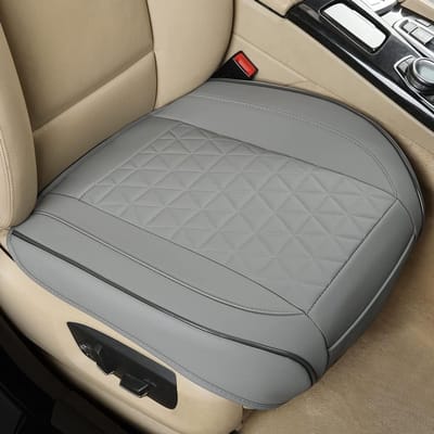 Famanu - PU synthetisch materiaal Voorstoelhoezen Stoelzittingen – 2 Stuks – Universele Pasvorm 53x52cm – Antislip & Waterdicht – Grijs