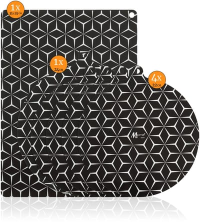 Meisterhome Inductie Beschermer Set – Hittebestendig tot 260 ºC – Panbeschermers - Afdekplaat voor Kookplaat - Inductie Mat Voor Elk Formaat - 6 stuks – Inductie mat – Onderzetter - Geschikt voor Booster Functie - Zwart