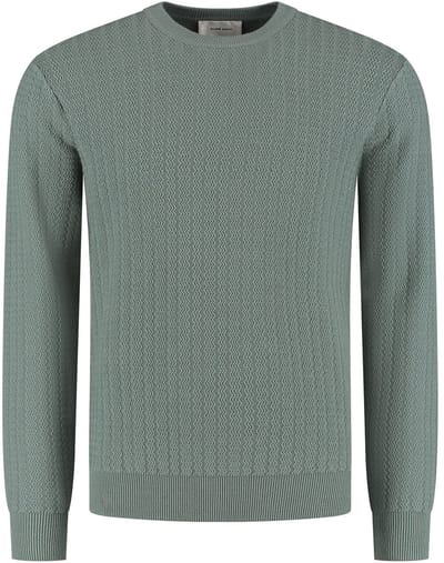 Pure Path Regular fit Zig Zag Crewneck Knitwear Army Green (25030801 - 10)