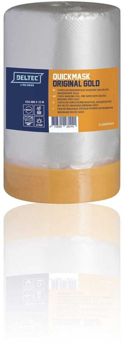 Deltec Quickmask Gold Afdekfolie met Tape - 550 mm x 33M