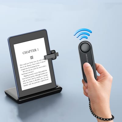 Radiofrequentie-Afstandsbediening voor het omslaan van pagina's, geschikt voor Kindle en e-readers - Afstandsbediening met batterij-indicator - Zwart