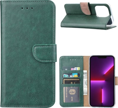 Hoesje Geschikt voor iPhone 14 Plus portemonnee Bookcase – Groen