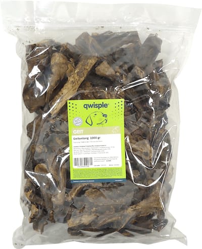 Qwisple Geitenlong - Hondensnacks Natuurlijk Gedroogd - 1000 gr