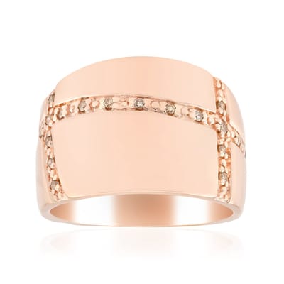Cavill - Zilveren Ring - 925 Sterling Zilver Roségoud Verguld - I1 Argyle Rose de France Diamant 0,11 ct - Verstelbare Pavé Briljant Ring Luxe Modern