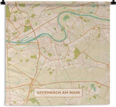 Wandkleed - Wanddoek - Plattegrond - Vintage - Offenbach am Main - Kaart - Stadskaart - 180x180 cm - Wandtapijt