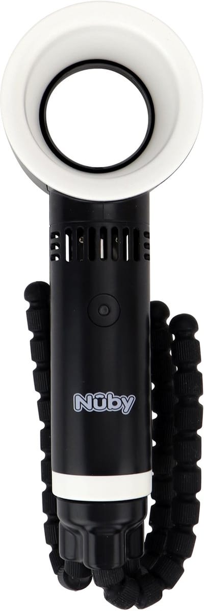 Nûby - Ronde bladdoze ventilator voor kinderwagen, autostoelen en meer - draagbaar & USB-oplaadbaar - 3 snelheden - zwart