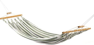 Hangmat Enkel - Schommelmat Relax - Buiten Ontspannen - Scheurvast Weefsel - 300 x 130 cm - Beige Groen