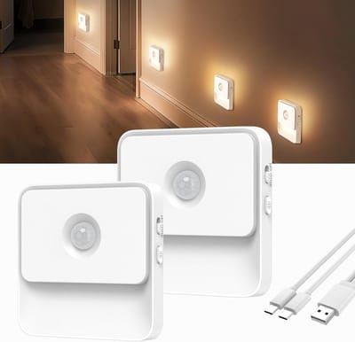 Oplaadbare LED Nachtlampjes met Bewegingsmelder (2 stuks) - Dimbaar Warmwit Licht voor Trap, Gang en Kinderkamer