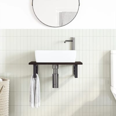 vidaXL - Badkamer - wandschap - staal - en - massief - eikenhout