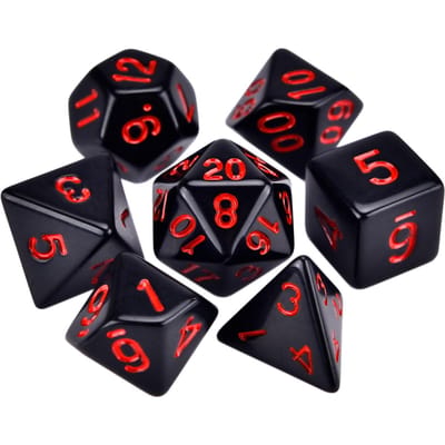 Kit de dés noir rouge 7 pièces/lot Dés polyédriques bicolores D4 D6 D8 D10 D D12 D20 Dés de jeu