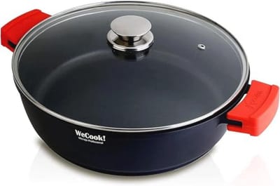 Inductiekookpan met glazen deksel - 32 cm, Milieuvriendelijk, Antiaanbaklaag, Gegoten Aluminium