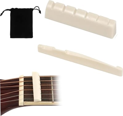 Gitaar Onderdelen Set - Snaar Accessoires - Muziek Reparatie - Bot Zadel Inclusief - 6 Snaren - Natuurlijk