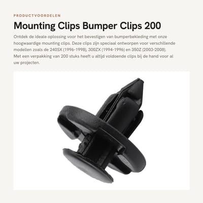 Dailygoods- Bevestigingsclips 200 Stuks - Bumperklemmen - Deurbekleding - Interieur - Vuilvanger - Hoge Kwaliteit - Bumperclips