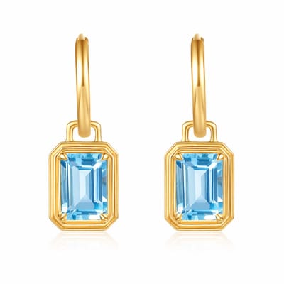 WK Luxe Oorbellen van 925 Sterling Zilver met Diepblauwe Kristalsteen – 18K Goud Verguld, Elegante Statement Oorsieraden - Inclusief Geschenkdoos