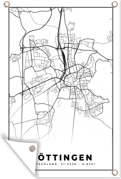 Muurdecoratie Göttingen - Kaart - Stadskaart - Plattegrond - 120x180 cm - Tuinposter - Tuindoek