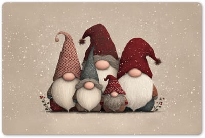 Placemats 45x30 cm - Placemat kunststof - 1 stuk - Kabouters - Kerst - Sneeuw - Puntmutsen - Borden onderleggers - Decoratie voor op tafel - Keuken tafeldecoratie accessoires - Vinyl onderlegger - Tafelversiering