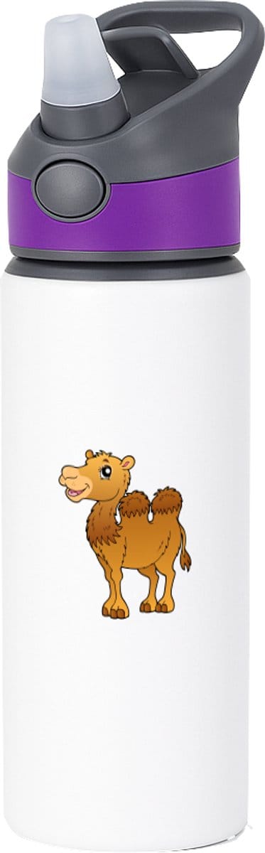 Hacebo® - Kamelen waterfles met rietje paars - Alpaca - Dieren liefhebbers - Dieren - dromedaris - water fles - 650ML